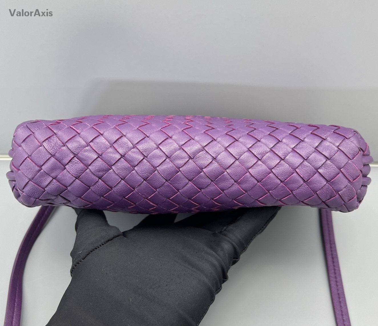 Bottega Veneta Intrecciato 2Way Crossbody Shoulder Bag Purple Silver Women