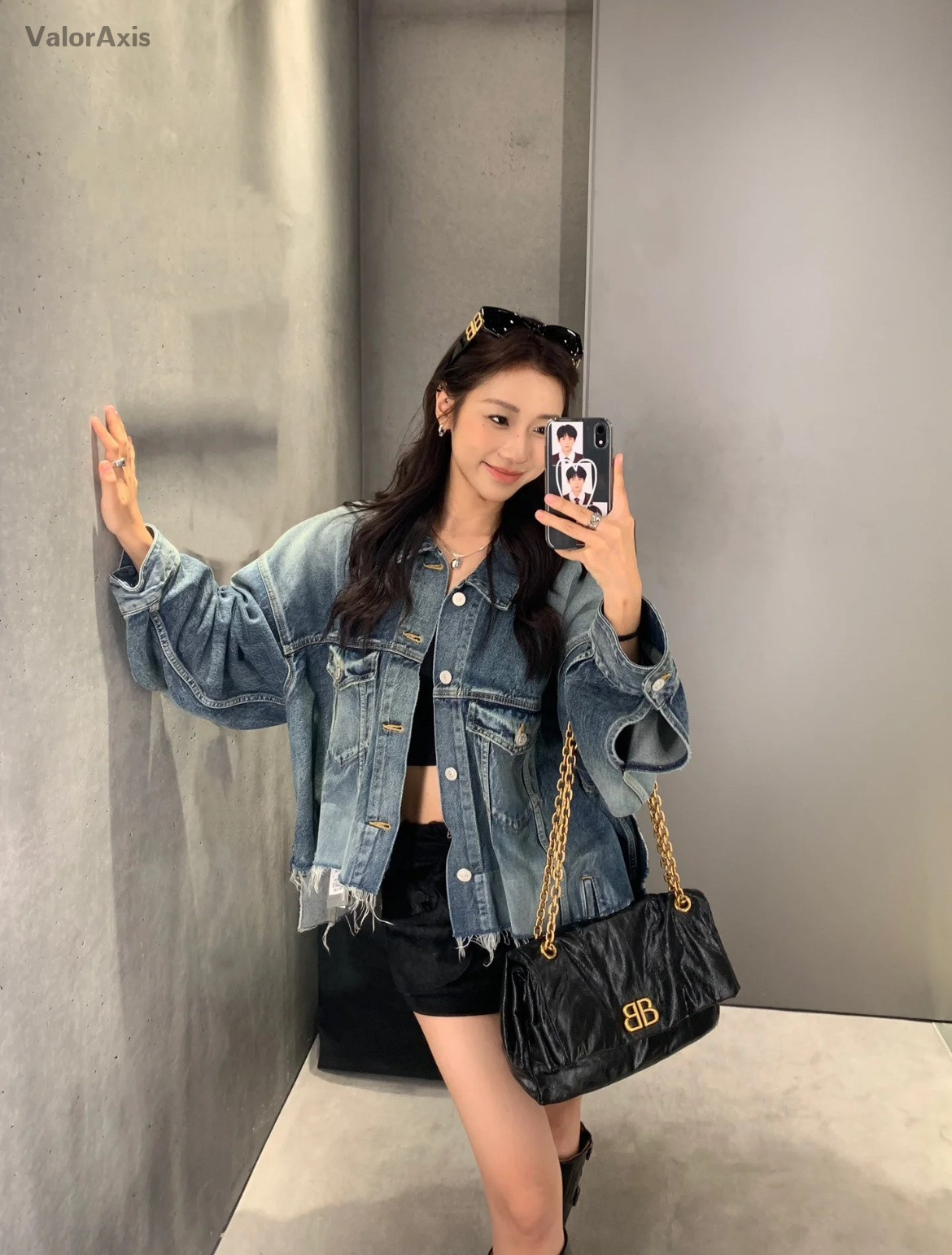 Balenciaga monaco Shoulder Bag Chain Women Black MM