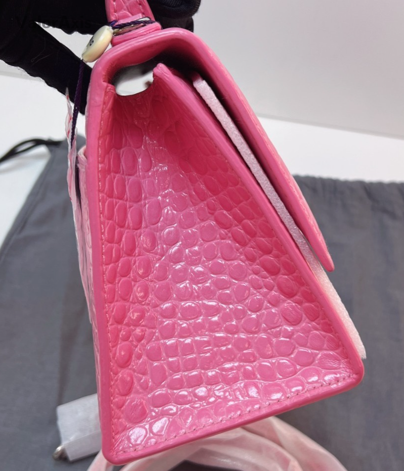 Balenciaga Hourglass 2Way Top Handle Bag Crossbody Pink Silver Women Fashion