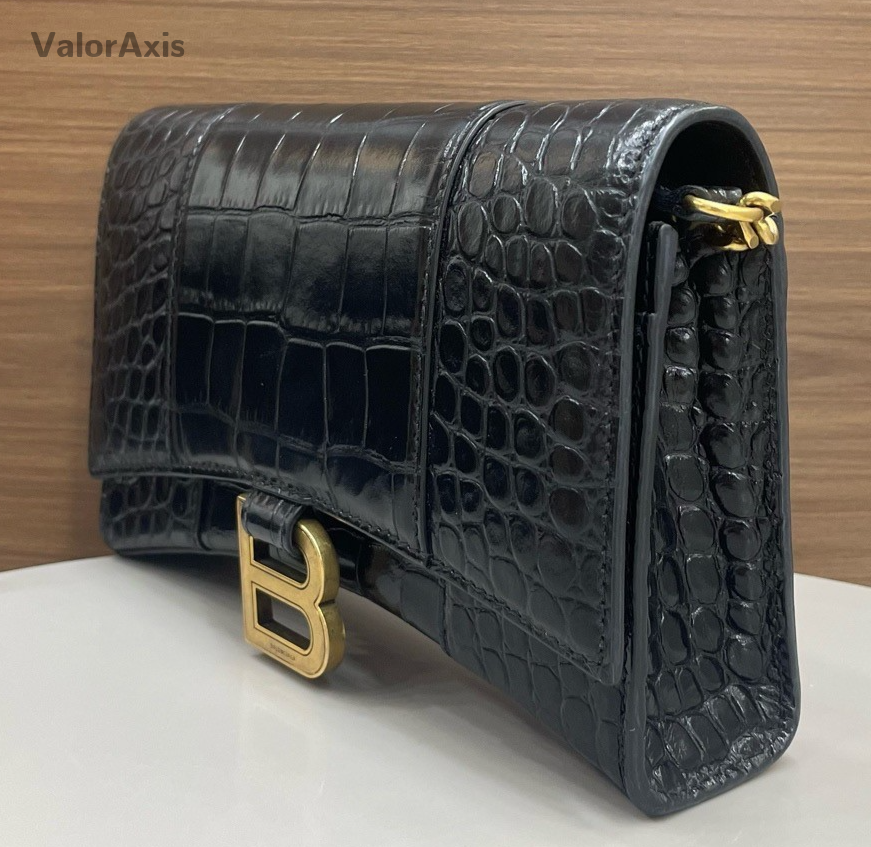Balenciaga WOC Chain Shoulder Bag Crossbody Black Gold Women Classic Fashion