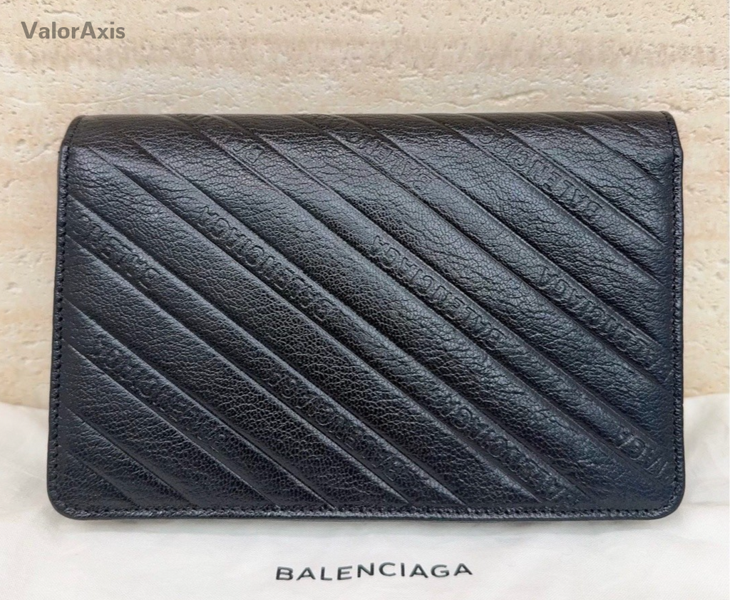 Balenciaga WOC Chain Shoulder Bag Black Gold Used Women Classic