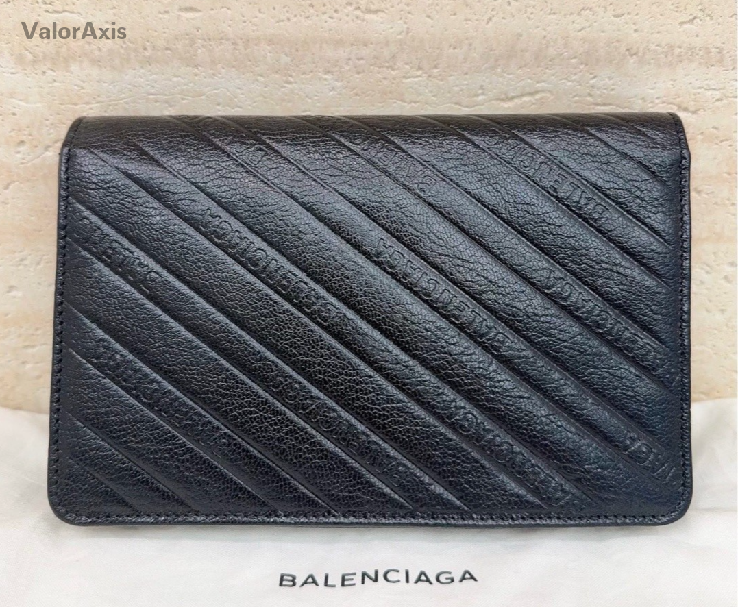 Balenciaga WOC Chain Shoulder Bag Black Gold Used Women Classic