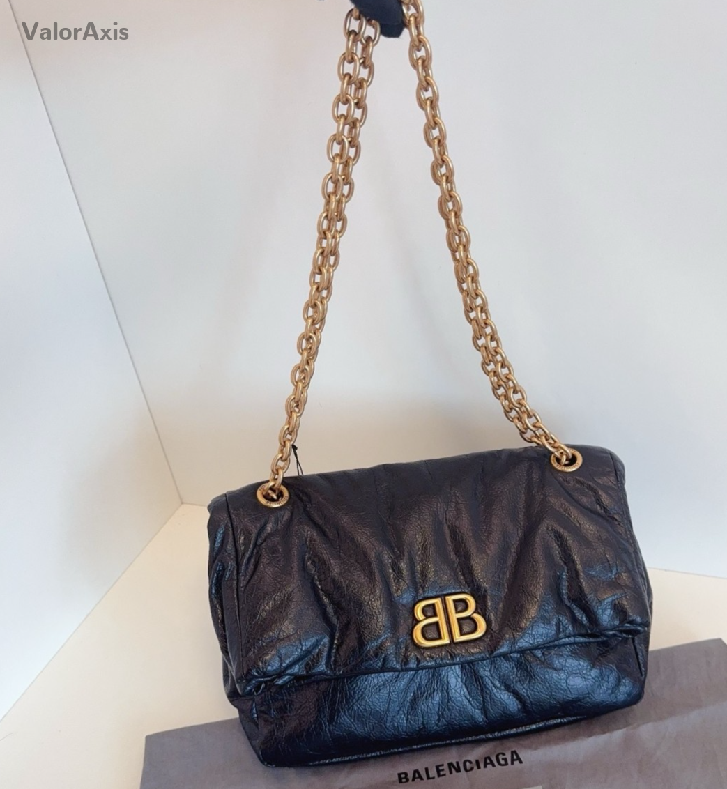 Balenciaga monaco Shoulder Bag Chain Women Black MM