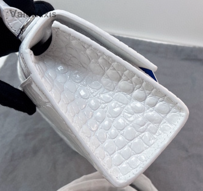 Balenciaga Hourglass Mini Top Handle Bag Crossbody White Silver Women Classic