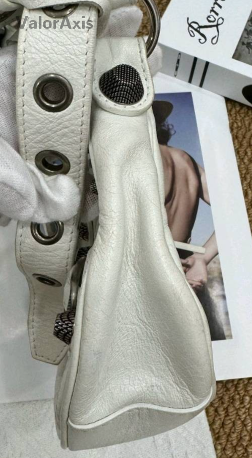 Balenciaga Le Cagole Hobo Shoulder Bag White Silver Used Women Classic