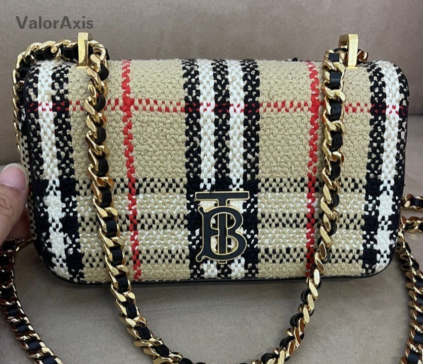 Burberry Lola Mini Chain Shoulder Bag Crossbody Beige Gold Women Classic Fashion