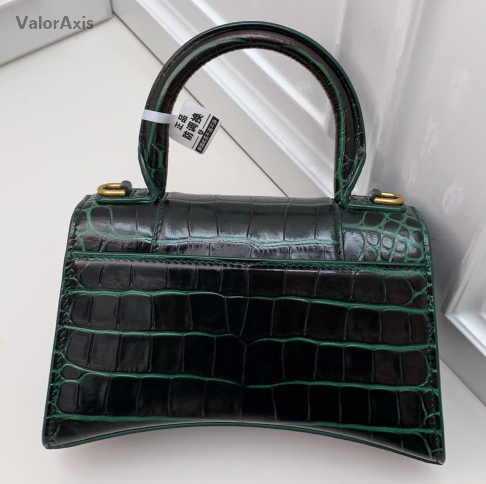 Balenciaga Calfskin 2Way Top Handle Bag Crossbody Green Gold Women Classic