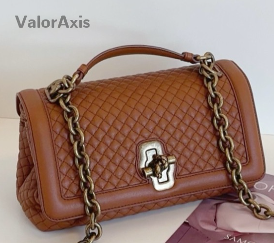 Bottega Veneta Olimpia Knot Chain Shoulder Bag Brown Gold Used Women Classic