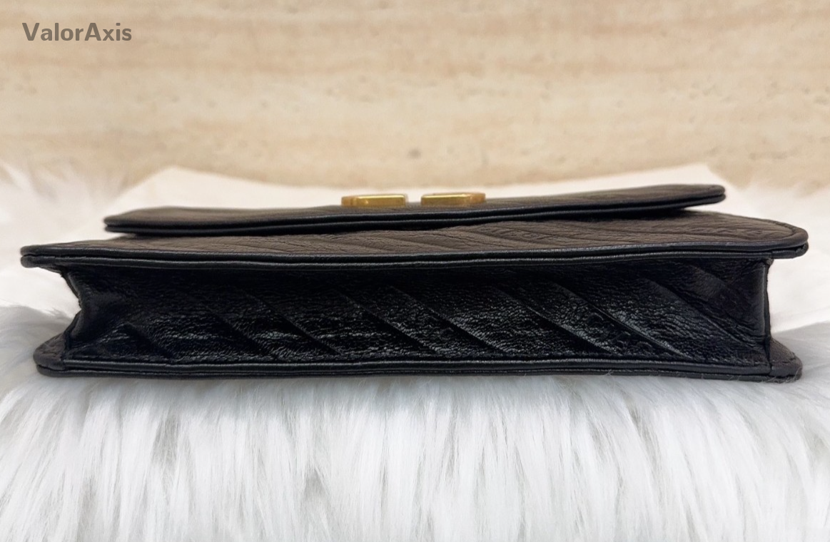 Balenciaga WOC Chain Shoulder Bag Black Gold Used Women Classic