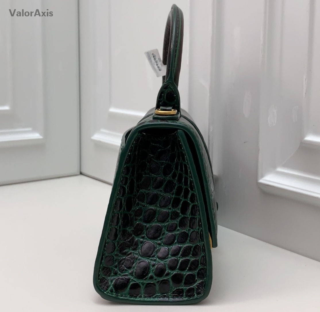 Balenciaga Calfskin 2Way Top Handle Bag Crossbody Green Gold Women Classic