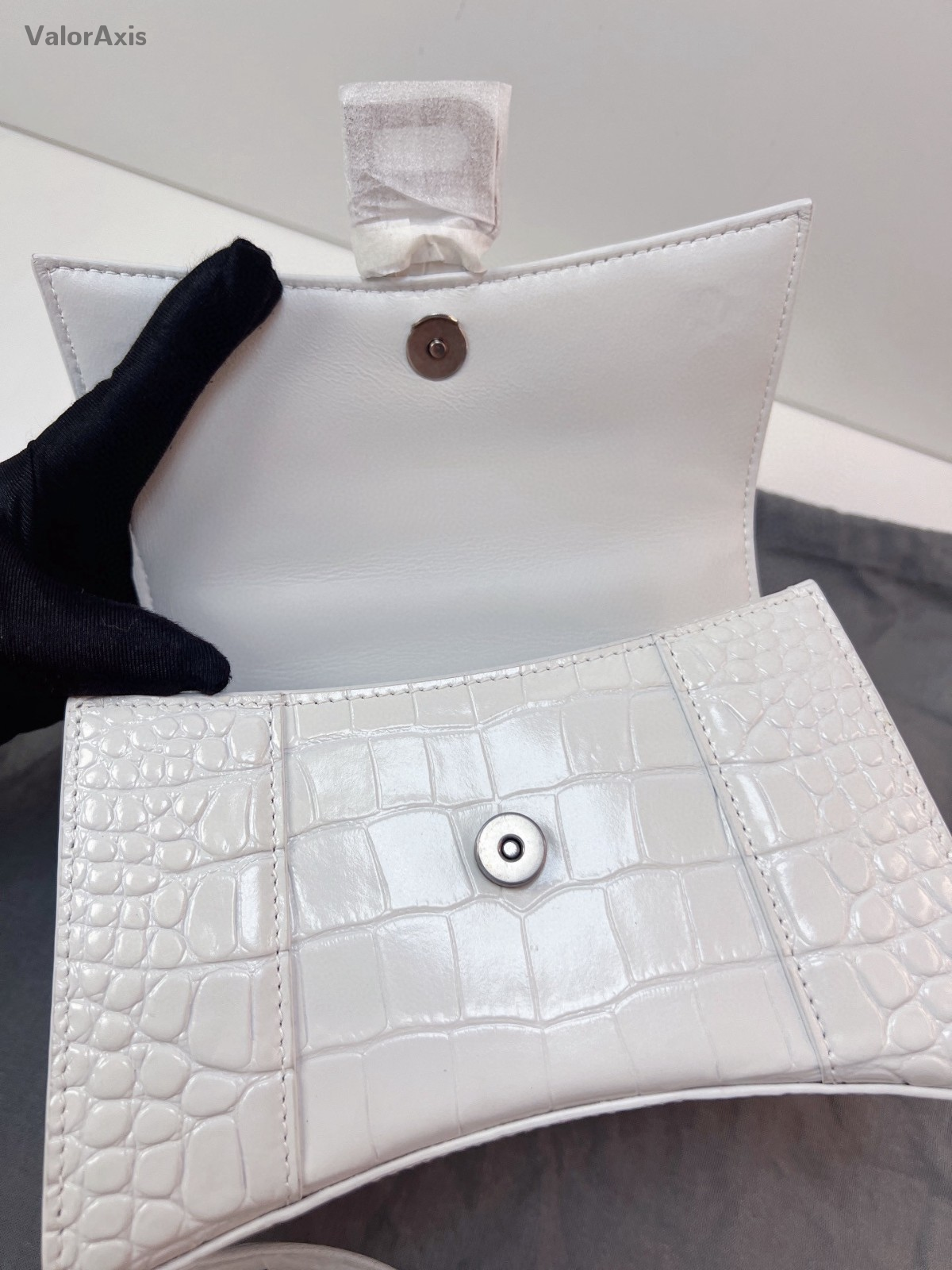 Balenciaga Hourglass Mini Top Handle Bag Crossbody White Silver Women Classic