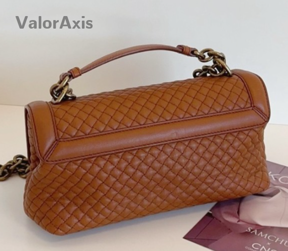 Bottega Veneta Olimpia Knot Chain Shoulder Bag Brown Gold Used Women Classic