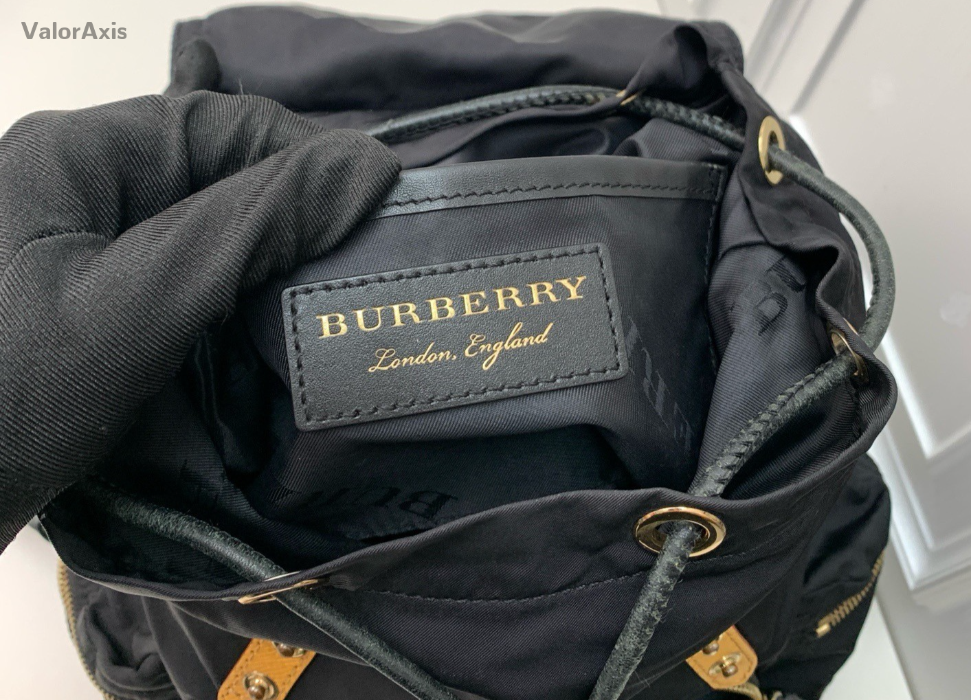 Burberry Nylon Backpack Shoulder Bag Black Women