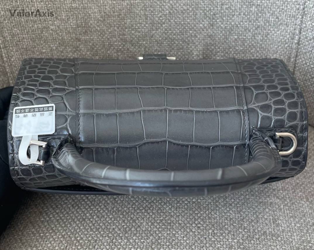 Balenciaga Hourglass PM Top Handle Bag Crossbody Gray Silver Women Classic