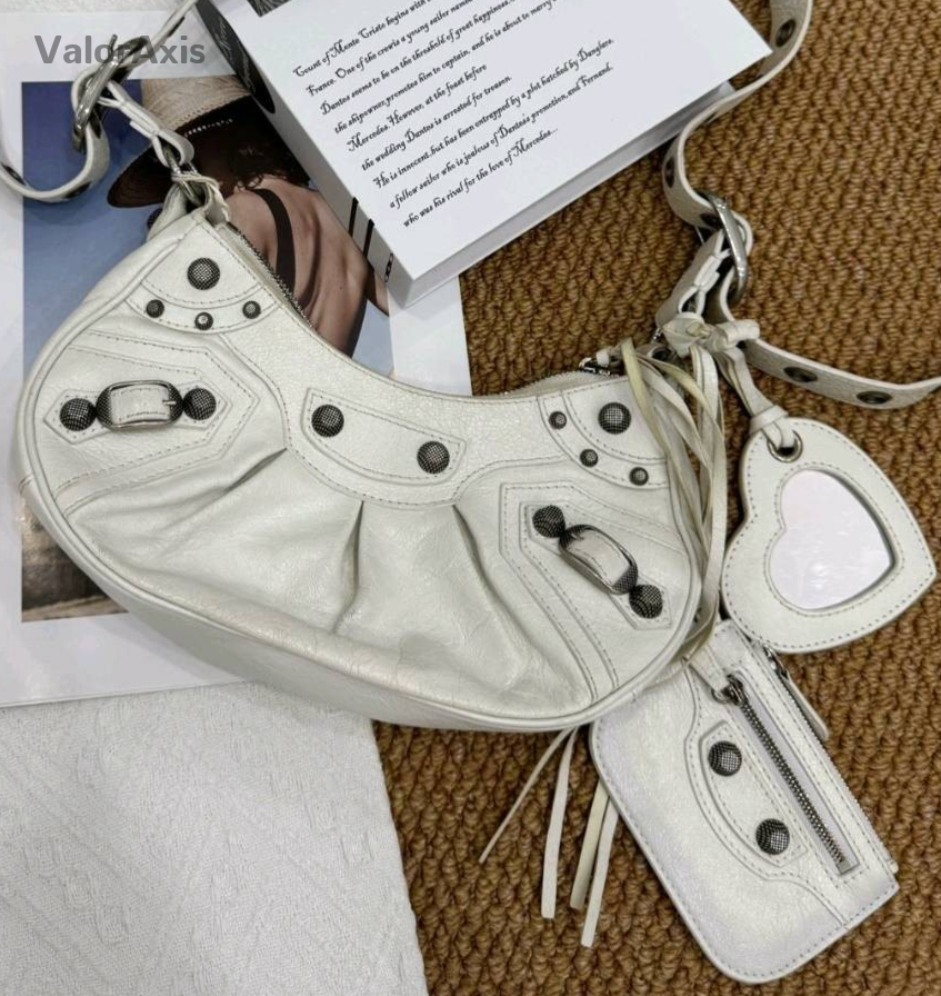 Balenciaga Le Cagole Hobo Shoulder Bag White Silver Used Women Classic