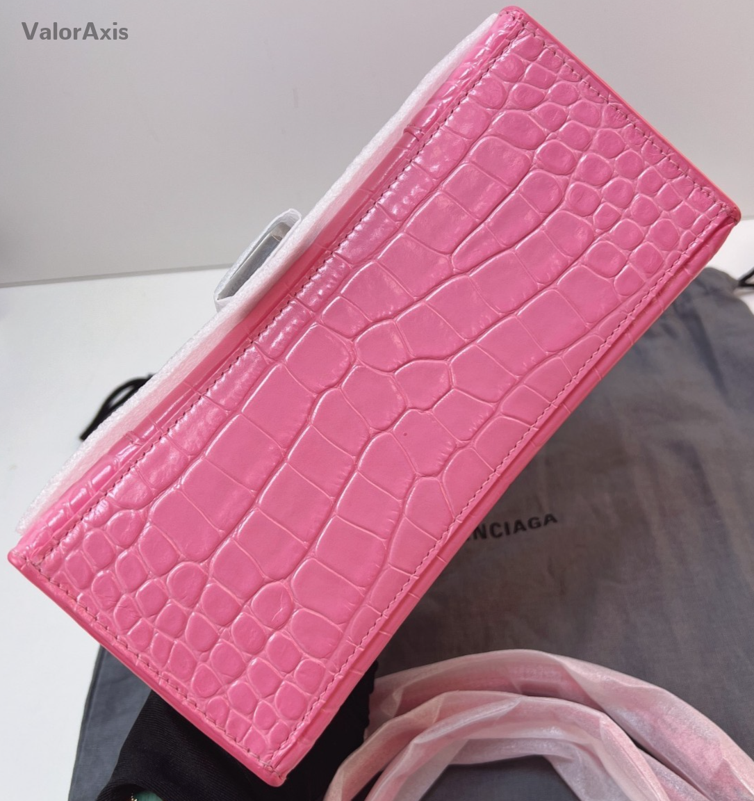 Balenciaga Hourglass 2Way Top Handle Bag Crossbody Pink Silver Women Fashion