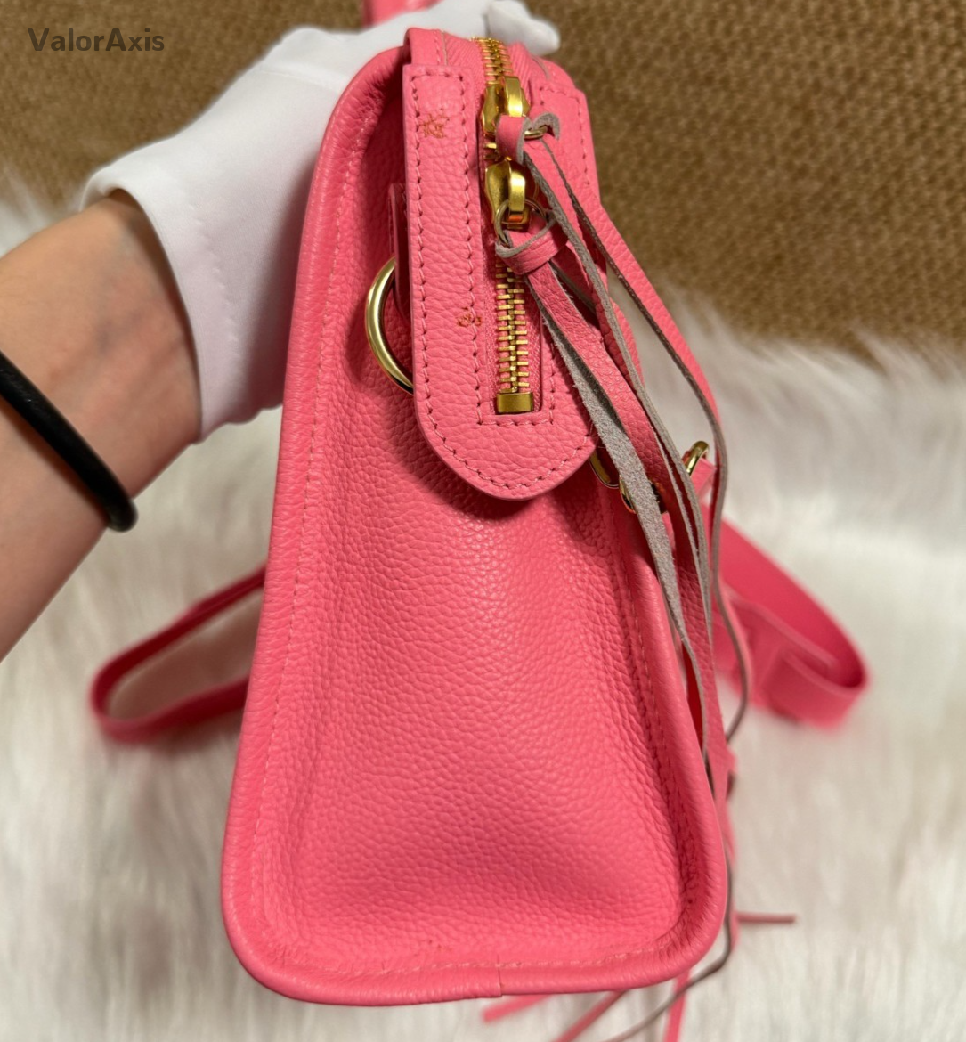 Balenciaga Motorcycle Bag PM Top Handle Bag Crossbody Pink Gold Women Classic