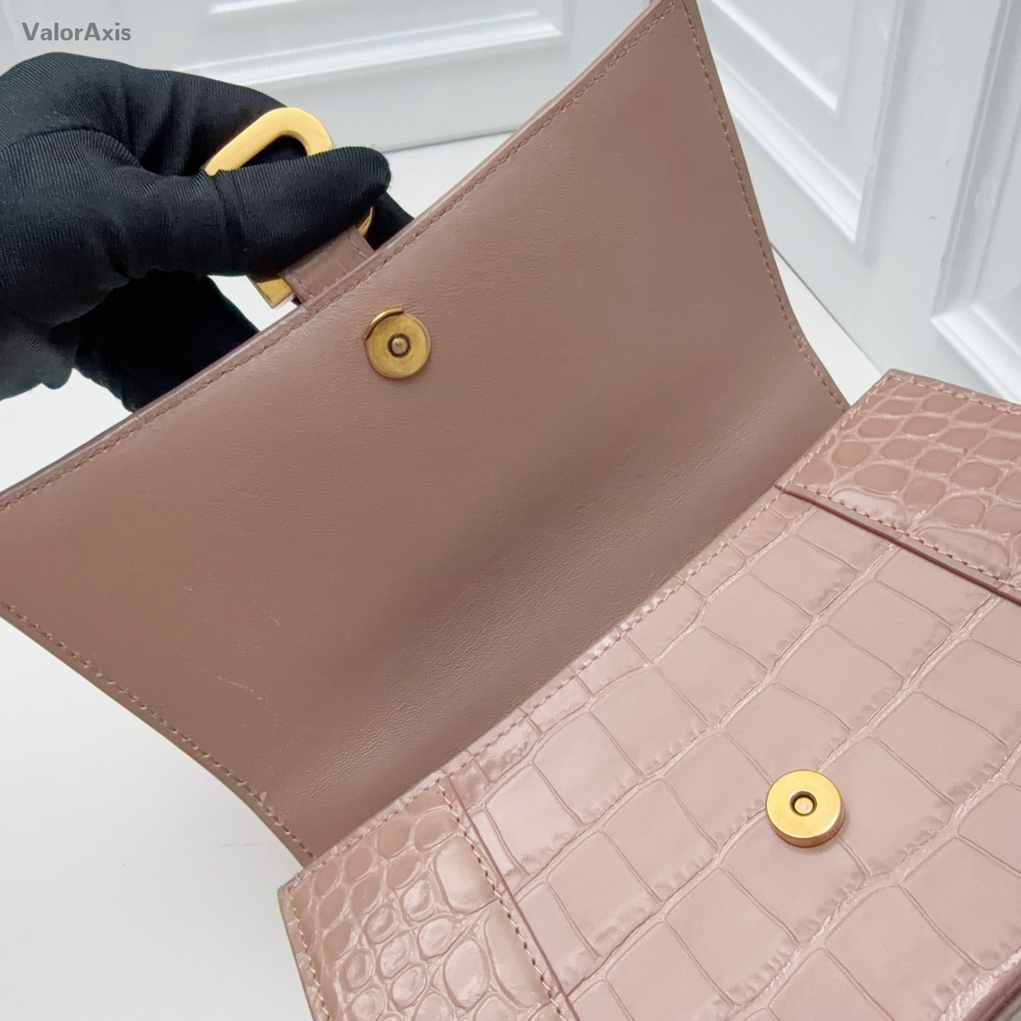 Balenciaga Calfskin PM Top Handle Bag Crossbody Pink Gold Women Classic Fashion