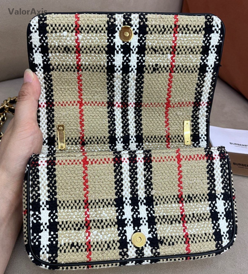 Burberry Lola Mini Chain Shoulder Bag Crossbody Beige Gold Women Classic Fashion