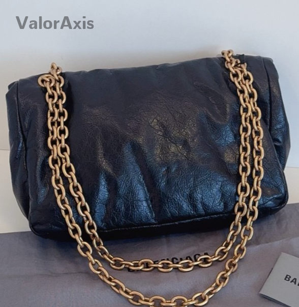 Balenciaga Monaco PM Chain Shoulder Bag Black Gold Women Classic