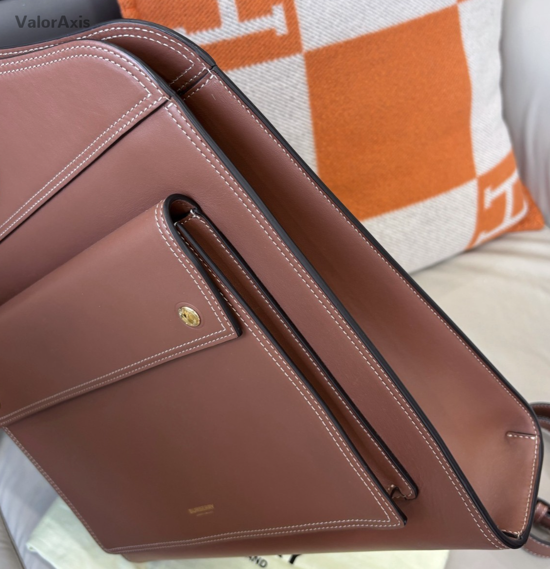 Burberry Pocket Bag 2Way Top Handle Bag Crossbody Brown Gold Women Classic