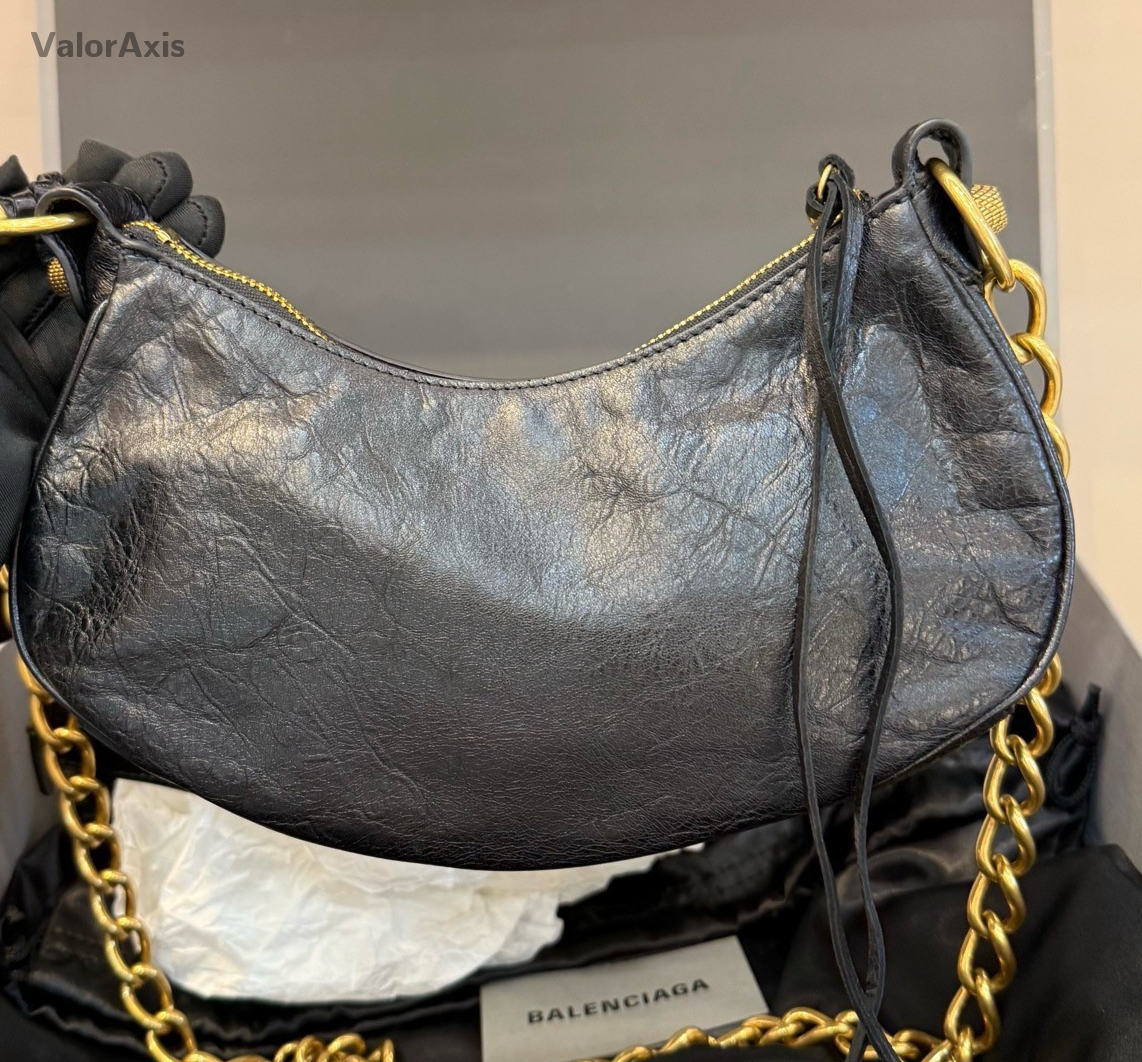Balenciaga Le City Chain Shoulder Bag Black Gold Women Classic Fashion