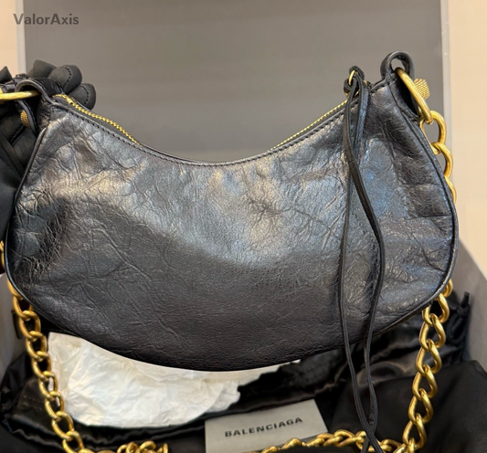 Balenciaga Le City Chain Shoulder Bag Black Gold Women Classic Fashion