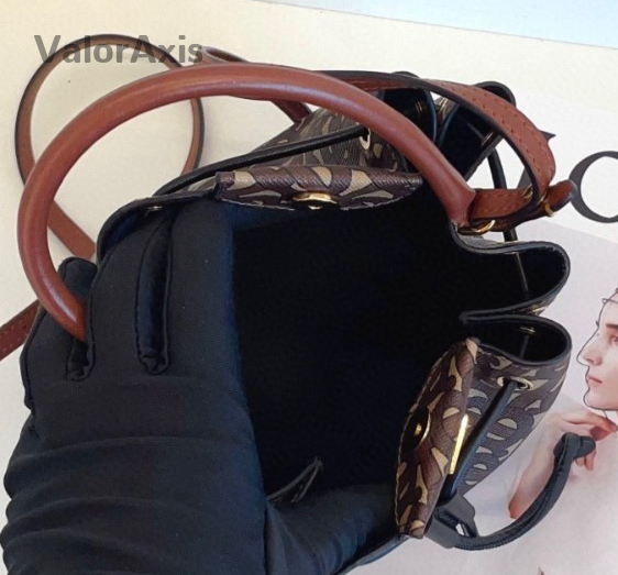 Burberry Monogram Top Handle Bucket 2way Shoulder Handbag Women Brown