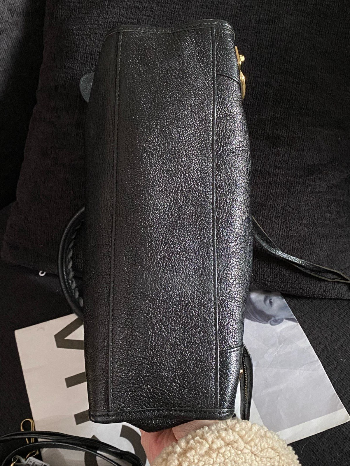 Balenciaga City 2Way Top Handle Bag Crossbody Black Gold Women Classic