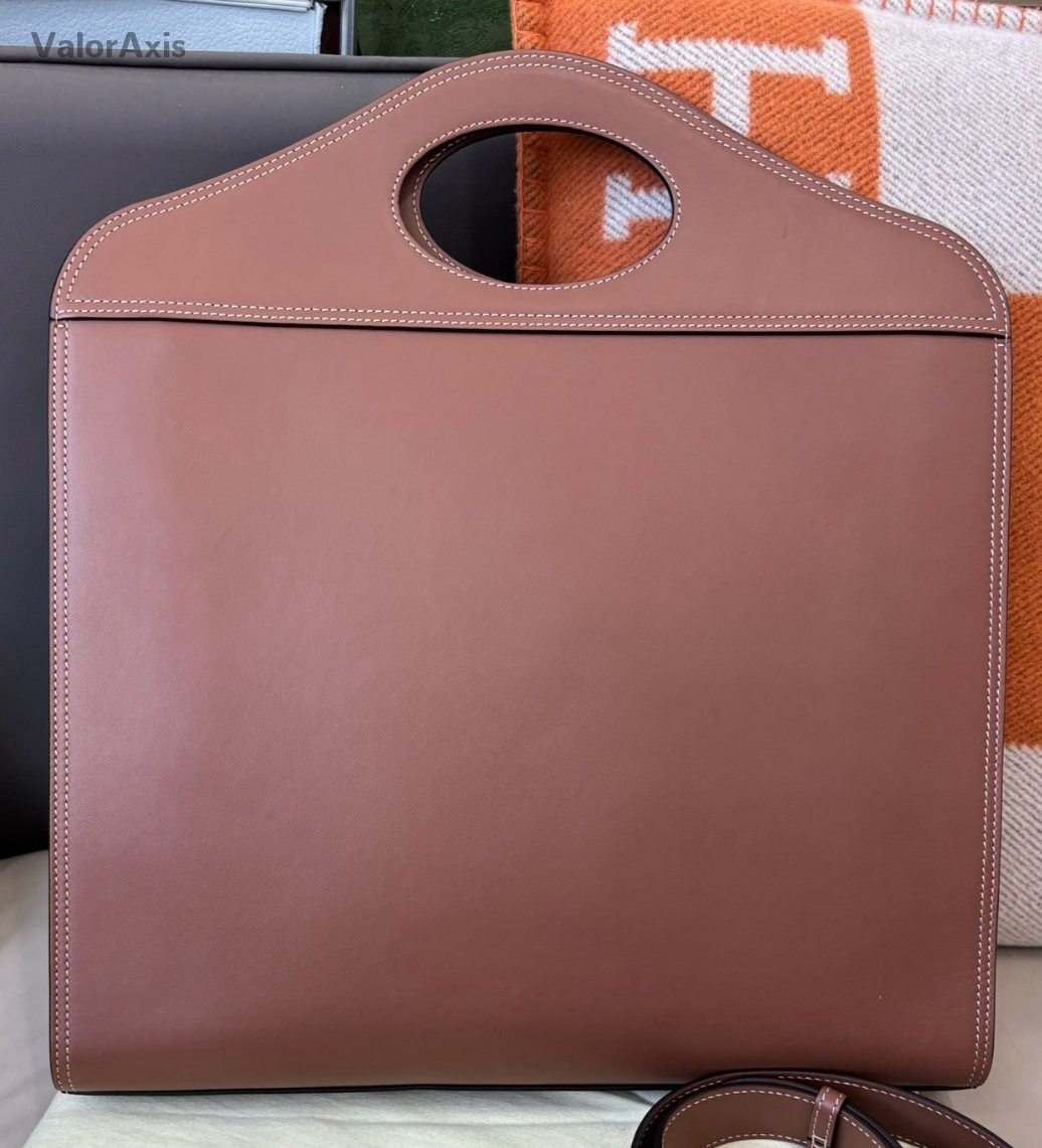 Burberry Pocket Bag 2Way Top Handle Bag Crossbody Brown Gold Women Classic