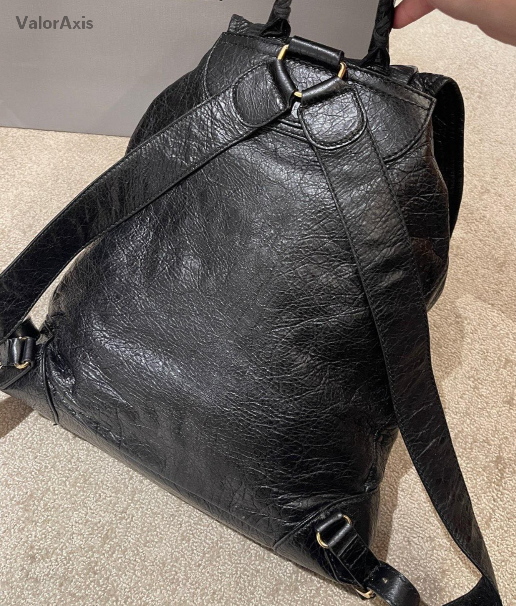 Balenciaga City Calfskin Backpack Black Gold Women Classic Fashion
