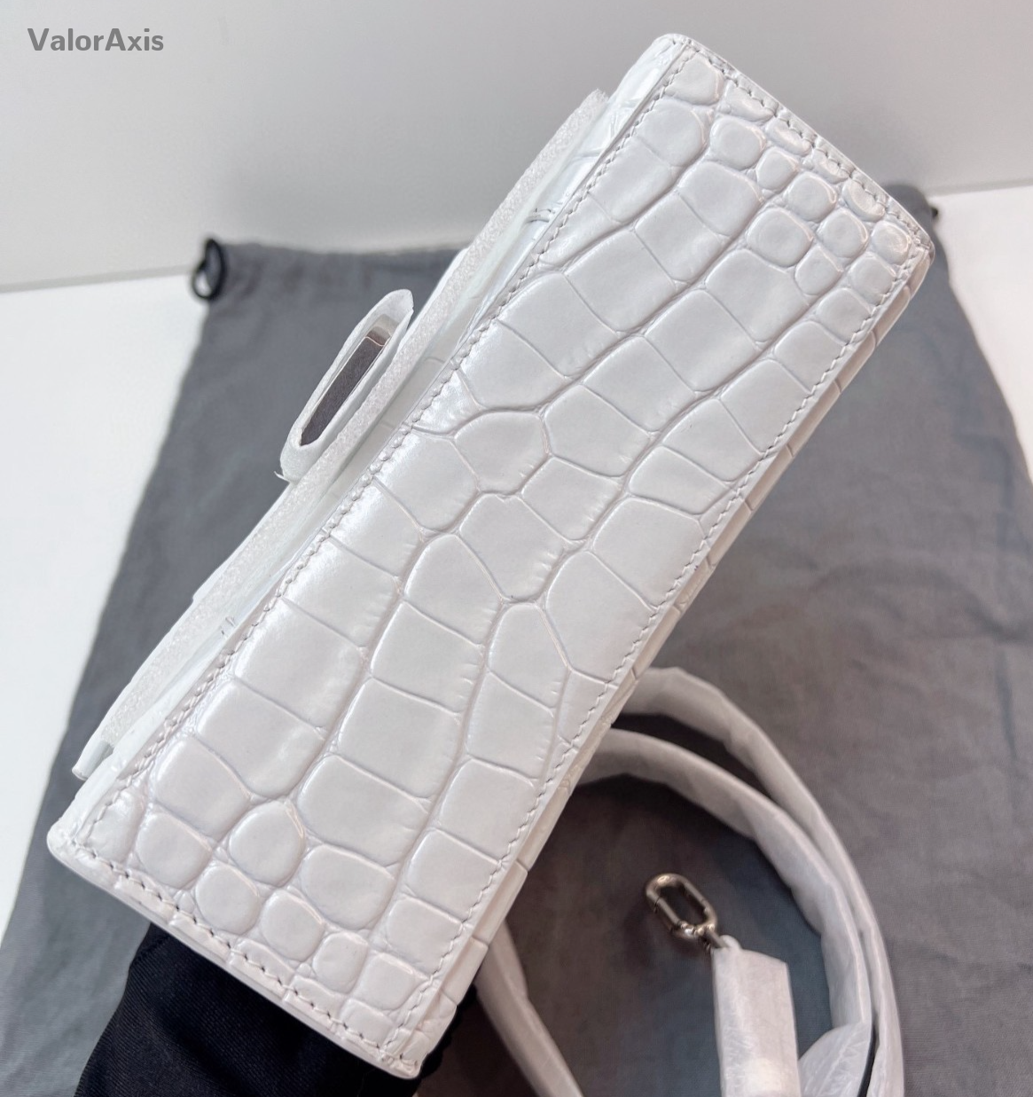 Balenciaga Hourglass Mini Top Handle Bag Crossbody White Silver Women Classic
