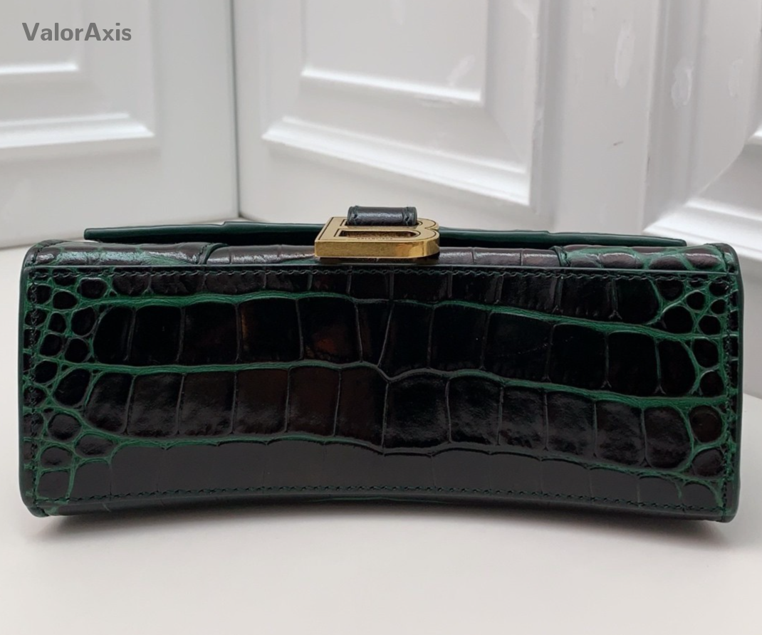 Balenciaga Calfskin 2Way Top Handle Bag Crossbody Green Gold Women Classic