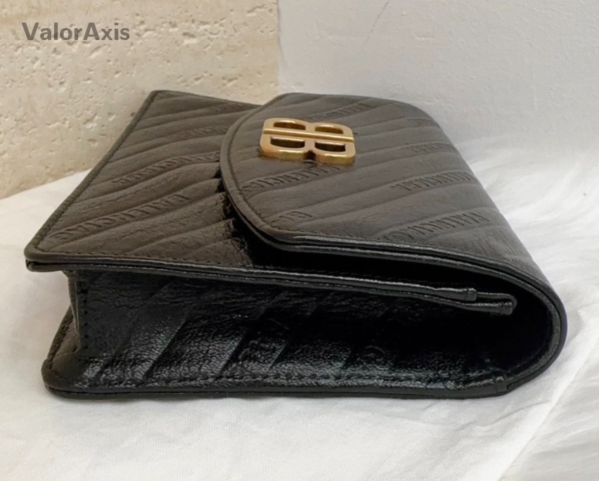 Balenciaga WOC Chain Shoulder Bag Black Gold Used Women Classic