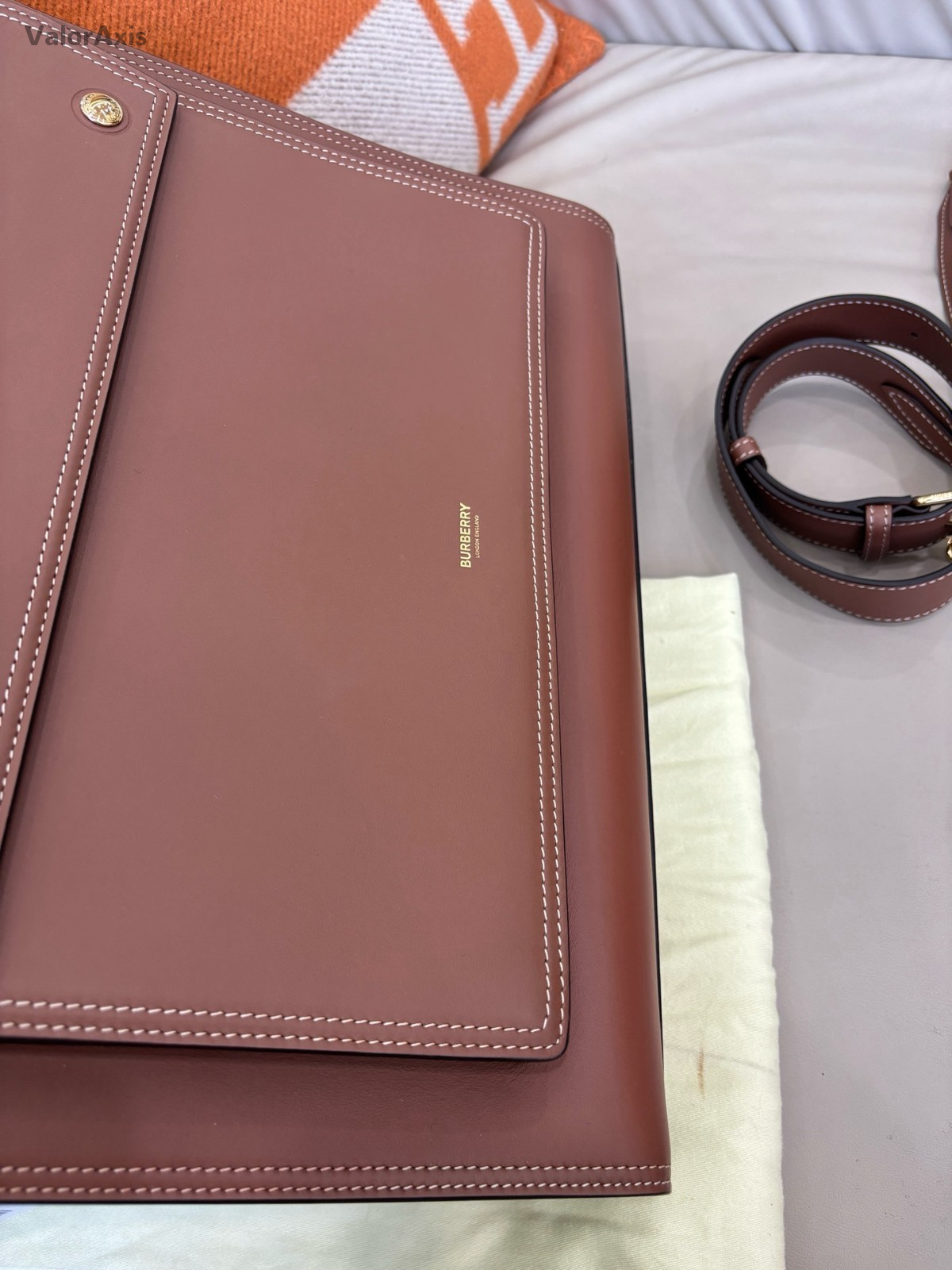 Burberry Pocket Bag 2Way Top Handle Bag Crossbody Brown Gold Women Classic