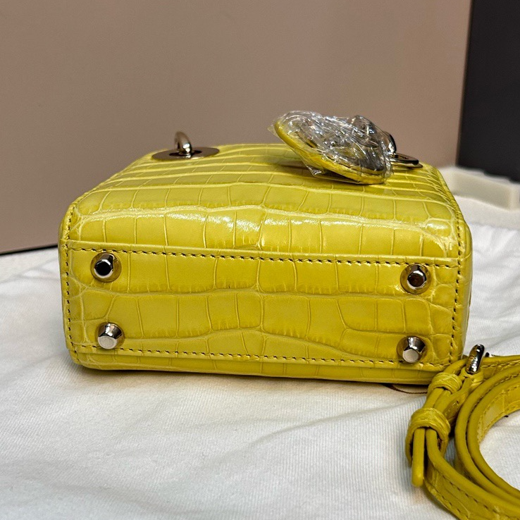 Dior Lady Dior Gold Crossbody Handbag Excellent