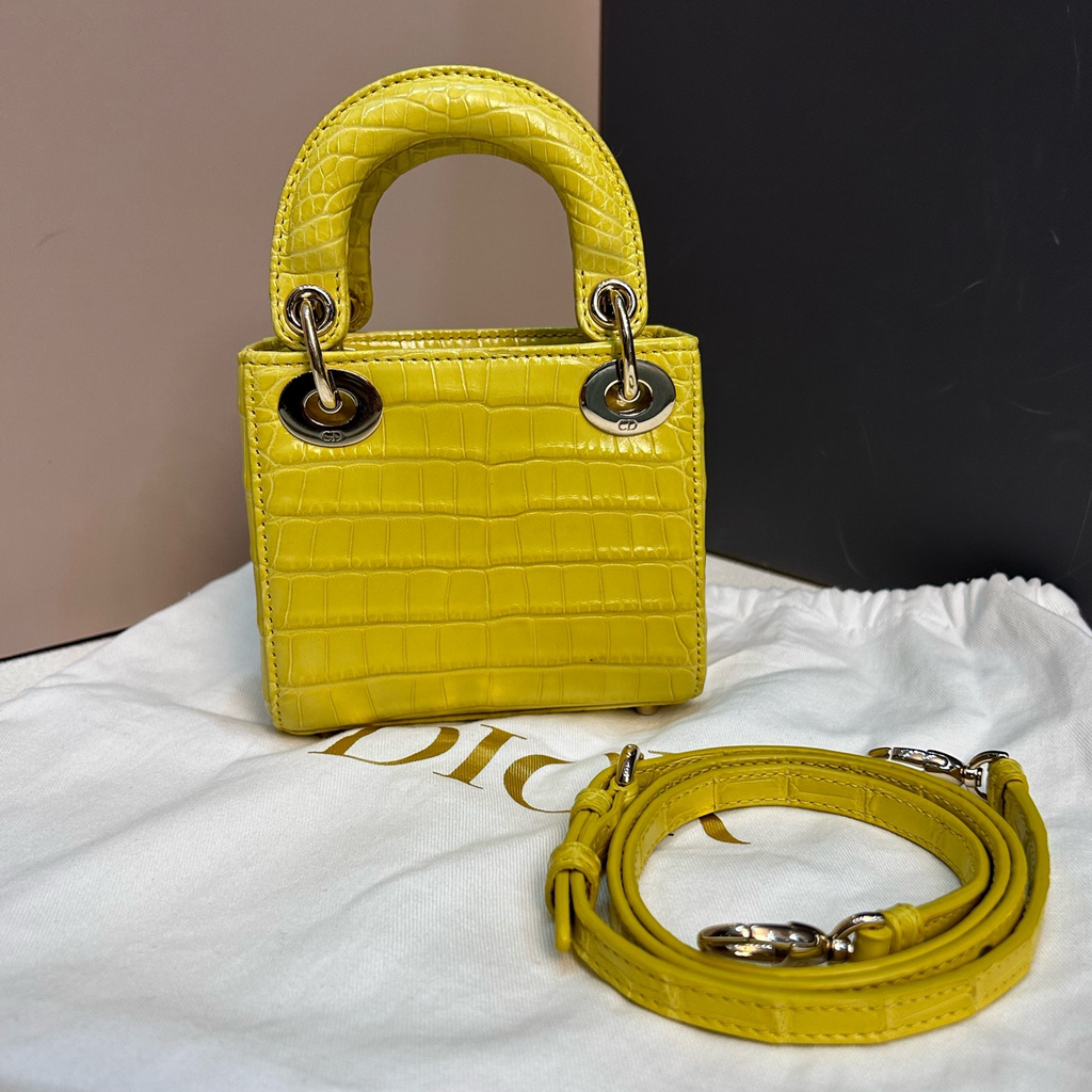 Dior Lady Dior Gold Crossbody Handbag Excellent