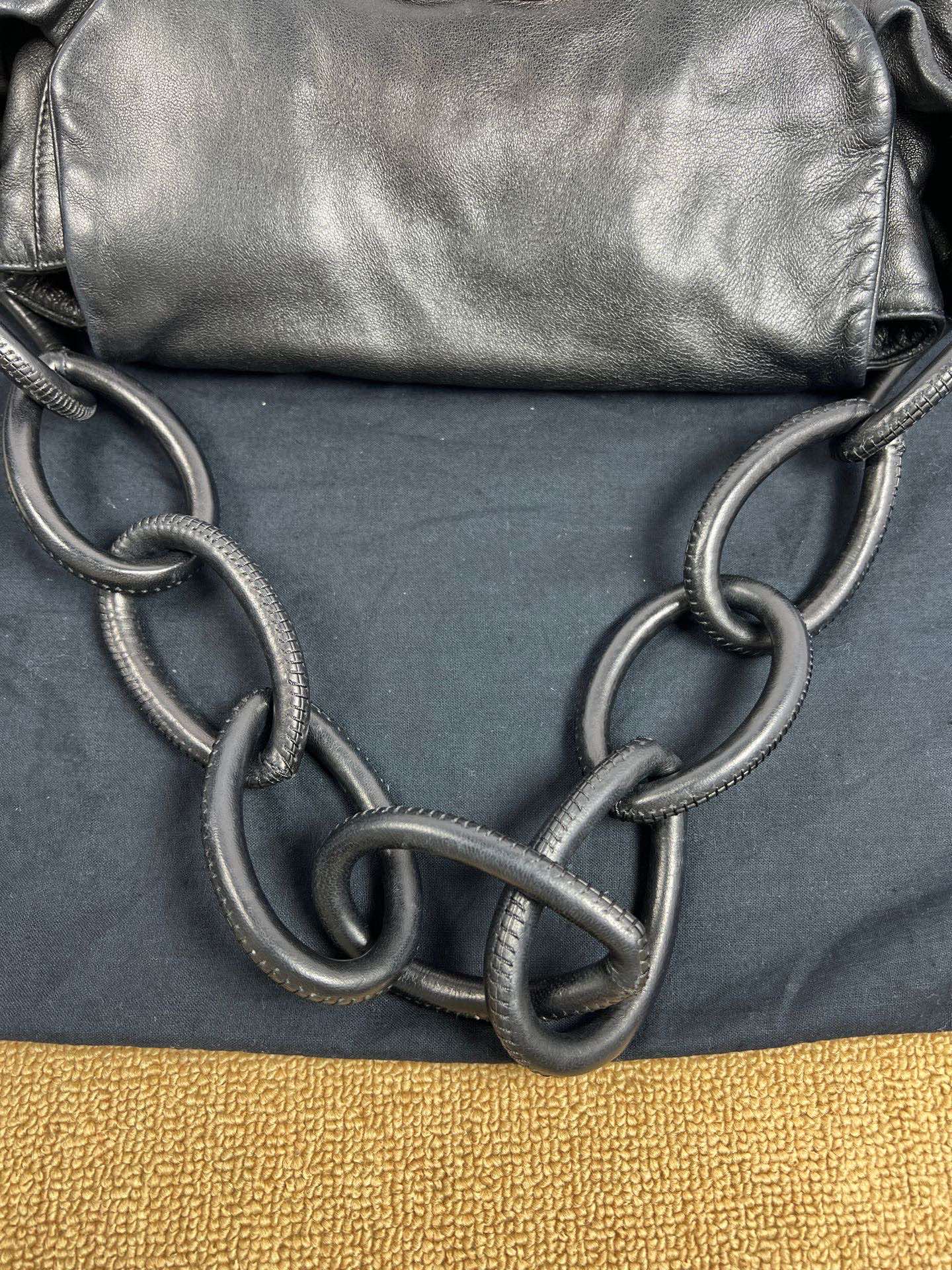 Chanel Vintage Hobo Bag Chain Handbag Shoulder Bag Black Silver Used Women
