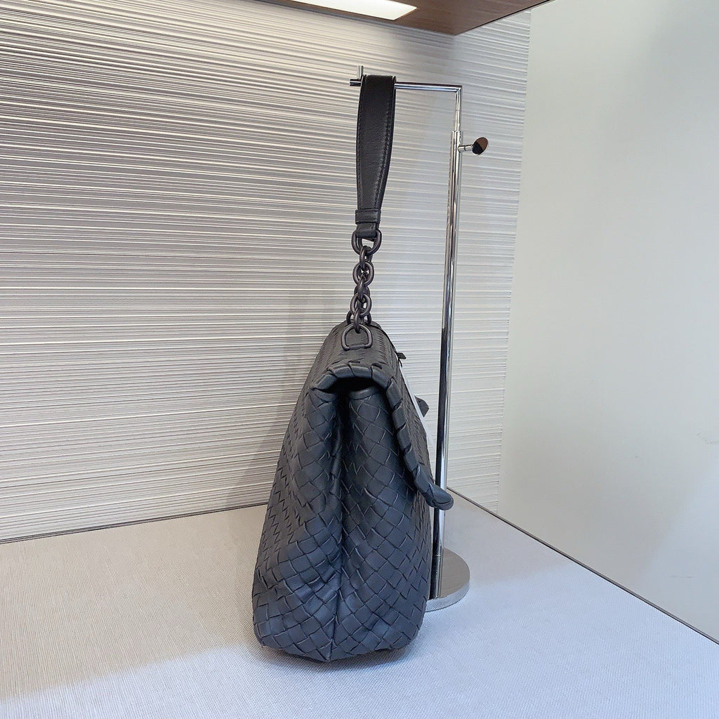 Bottega Veneta Olimpia Intrecciato Shoulder Bag Gray Used Women Classic
