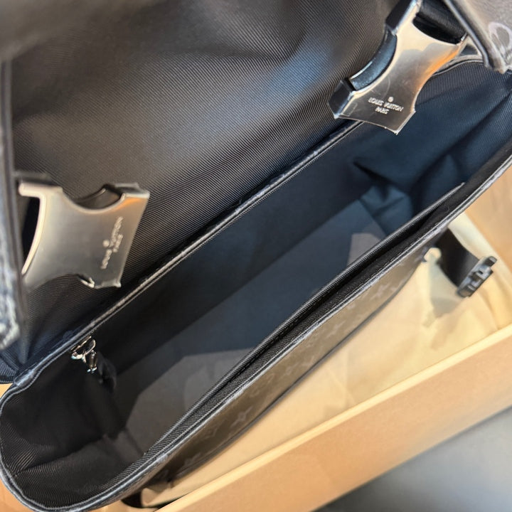 Louis Vuitton Voyager Monogram Shoulder Bag Crossbody Black Silver Unisex D