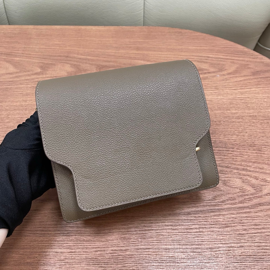 Hermes Roulis19 Evercolor Shoulder Bag Crossbody Gray Gold Women Classic Fashion