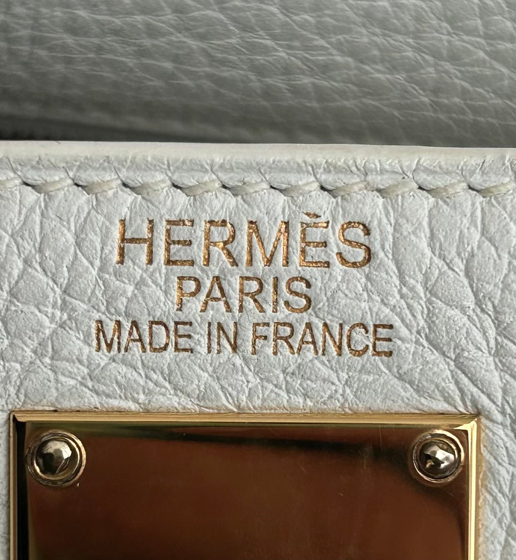 Hermes Kelly Shoulder Togo Top Handle Bag White Gold Women Classic Fashion