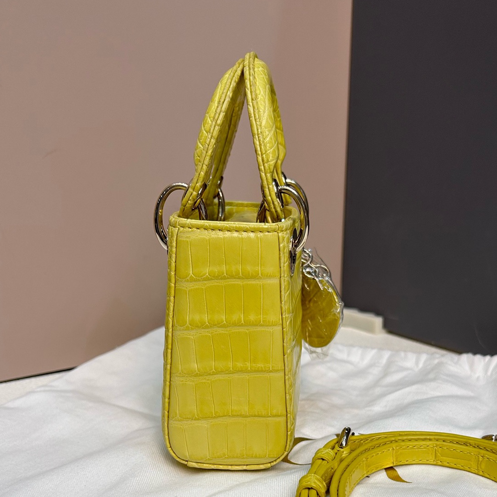 Dior Lady Dior Gold Crossbody Handbag Excellent