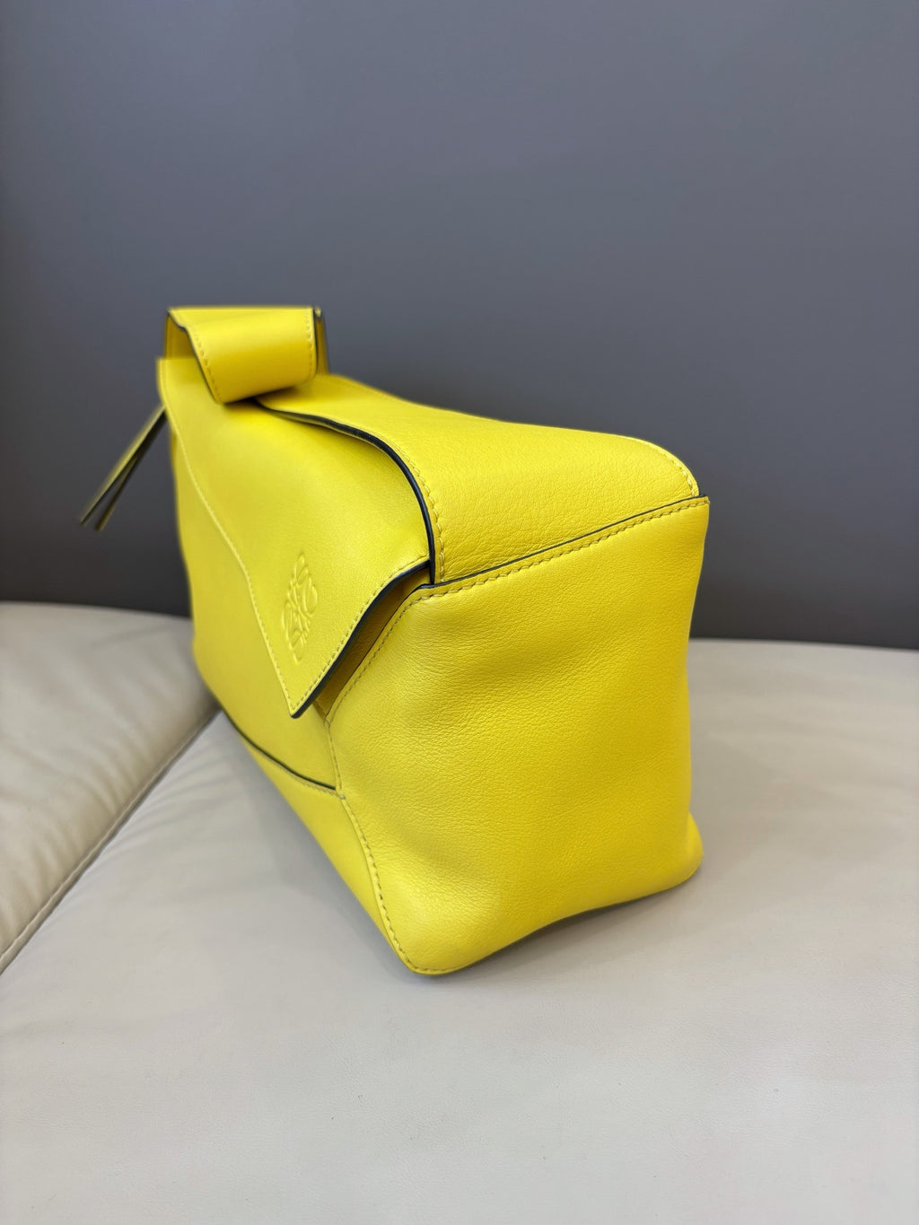 Loewe Puzzle Hobo Underarm Shoulder Bag Yellow Geometric Puzzle Stitching