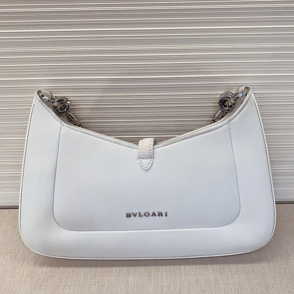 Bvlgari Serpenti Chain Shoulder Bag White Silver Used Women Classic