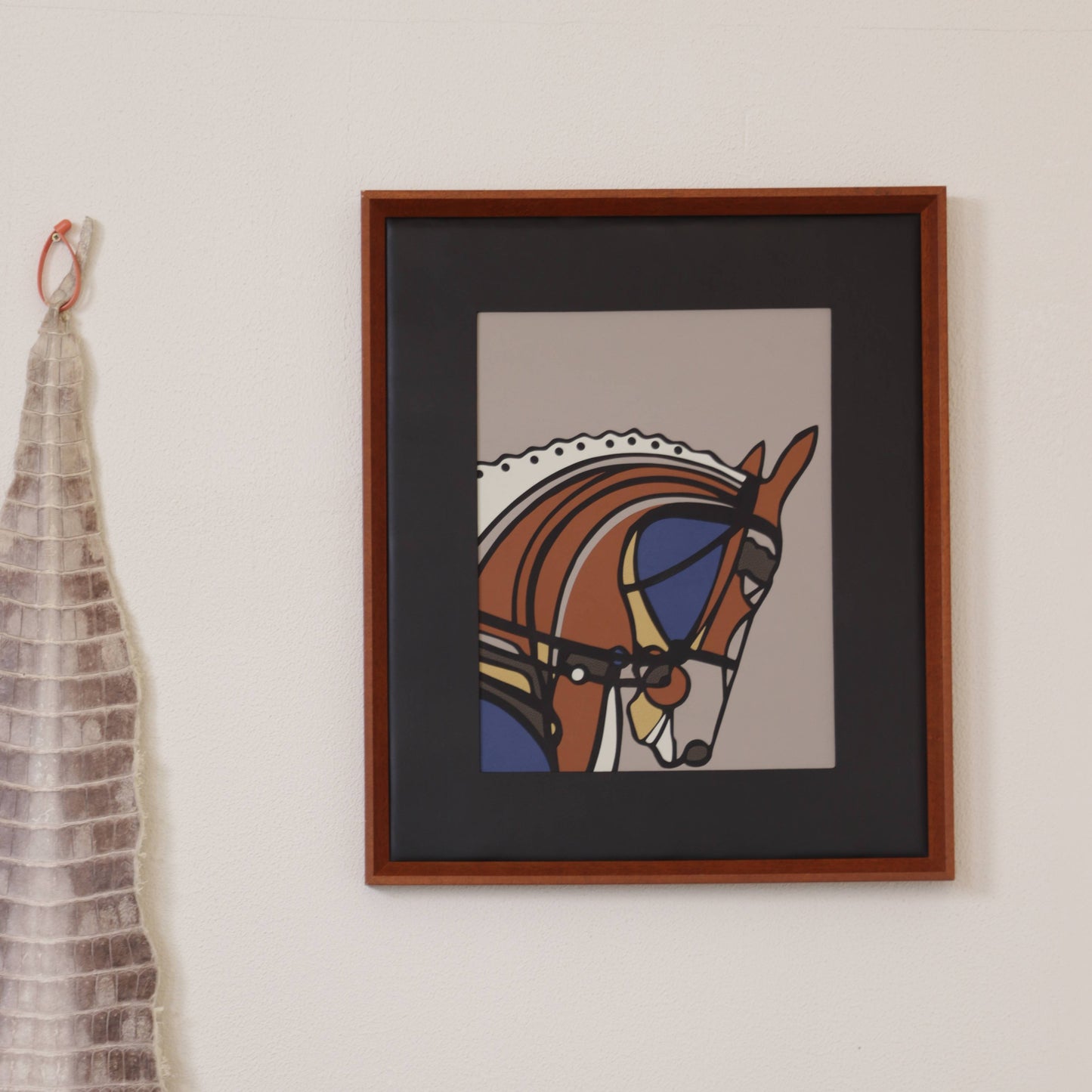 Minimalist Geometric Art Horse Head Decorative Painting - Solid Wood Framed Wall Art for Living Room & Study (Nordic Style)