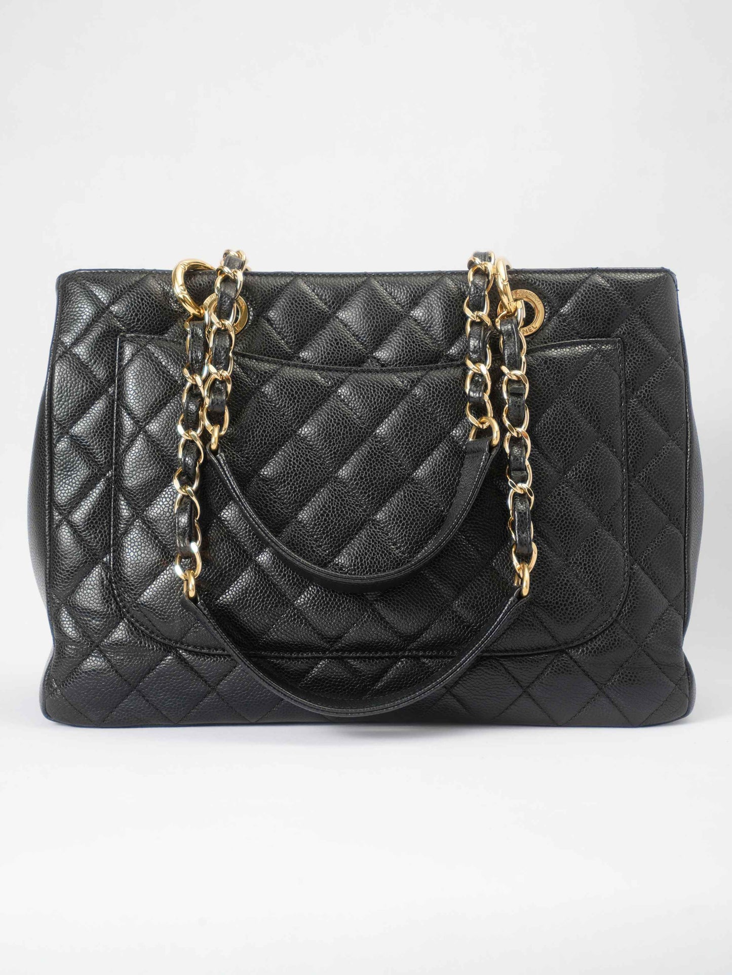 Chanel GST Medium Tote in Black Pebbled Leather with Gold-Tone Hardware