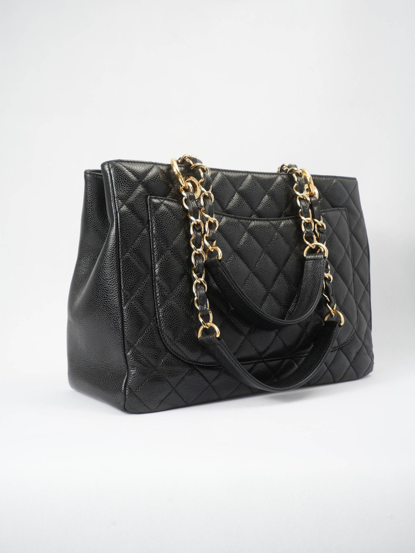 Chanel GST Medium Tote in Black Pebbled Leather with Gold-Tone Hardware