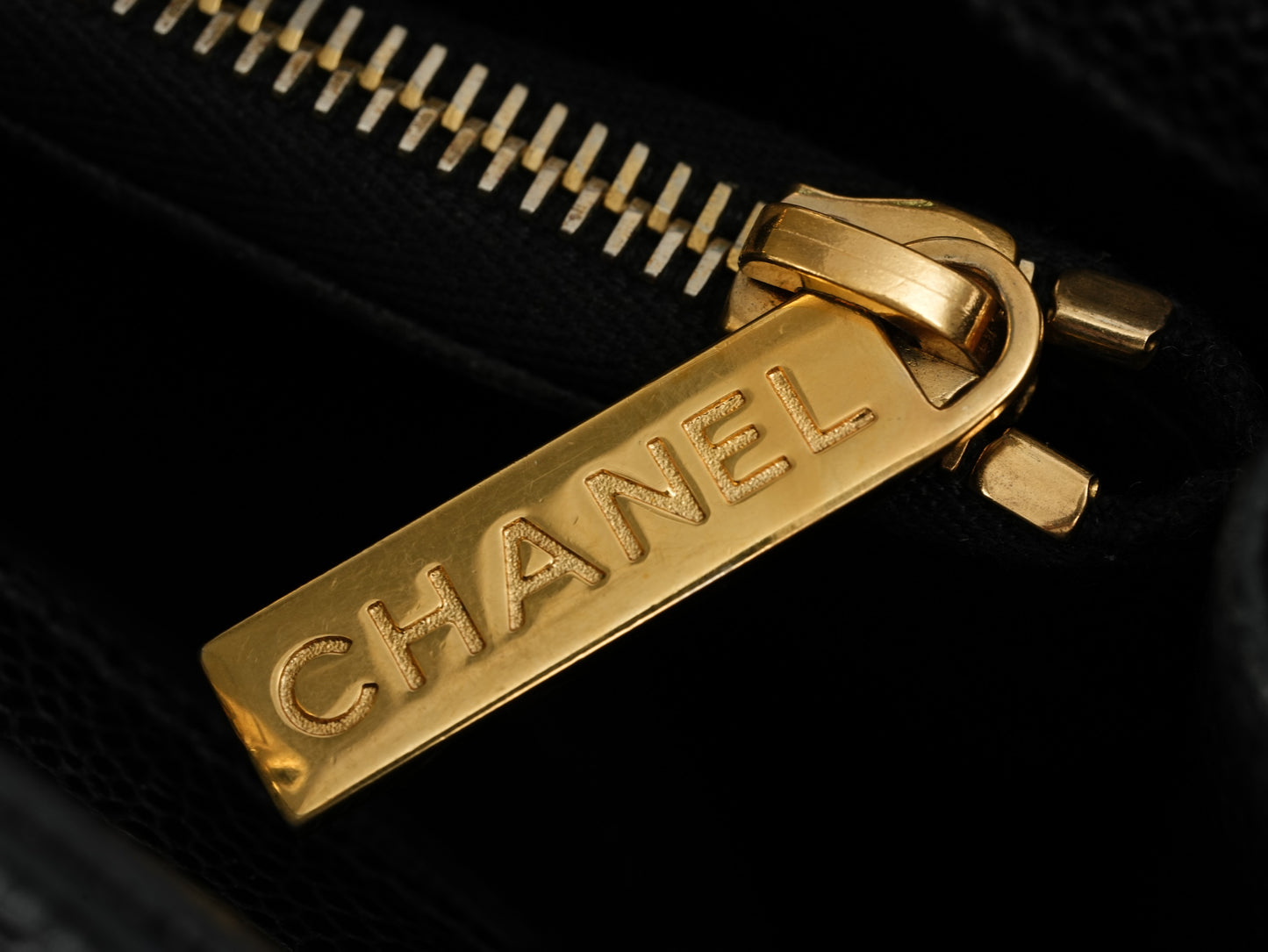 Chanel GST Medium Tote in Black Pebbled Leather with Gold-Tone Hardware