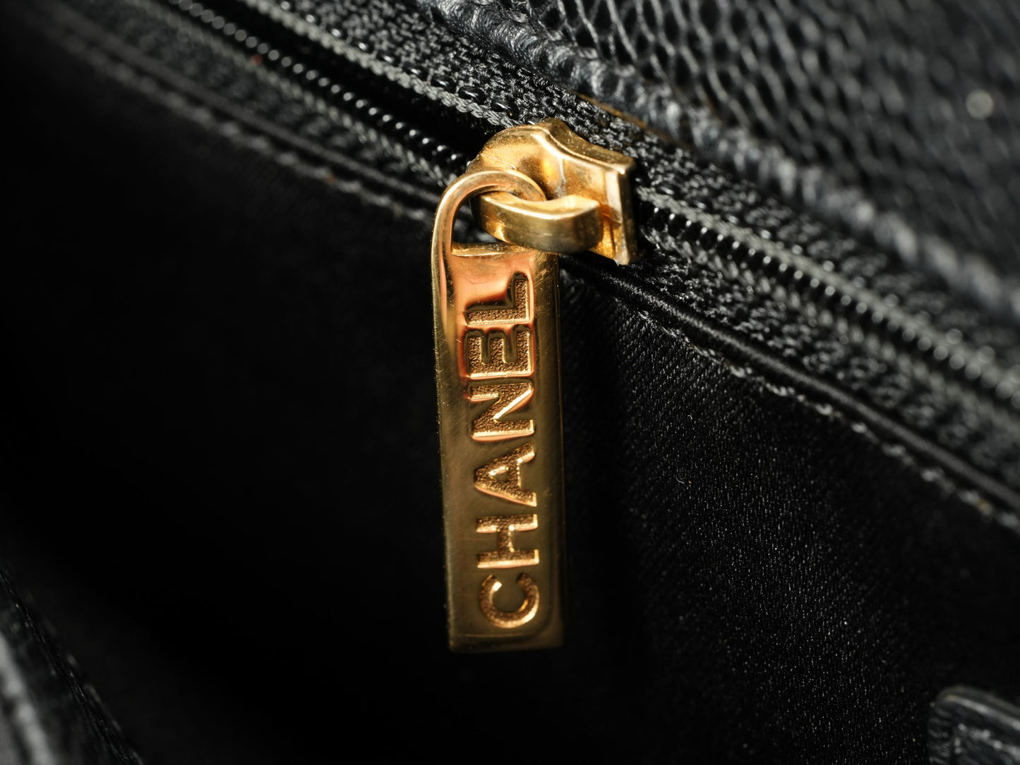 Chanel GST Medium Tote in Black Pebbled Leather with Gold-Tone Hardware